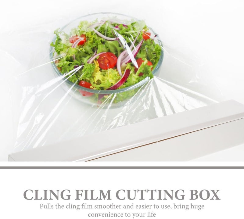 STOBOK Plastic Film Cutter - Cling Wrap Dispenser with Stainless Steel Cutter Compact Food Wrap Storage Box for Home Use Ideal for Plastic Wraping and Aluminum Foil - Image 4